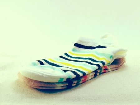 stripes colored socks with vintage filters effectの写真素材
