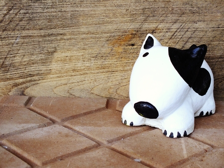 decorative puppy dog children s rooms interior garden decor ceramic statueの写真素材