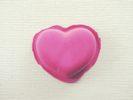 valentine love pink hearts close up top view with copy spaceの写真素材