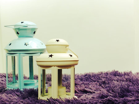 beautiful vintage candle decor with space background