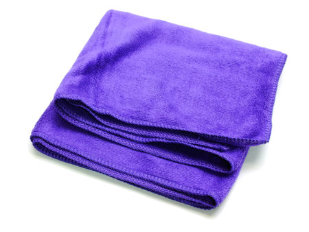 purple micro fiber towel isolated on white background