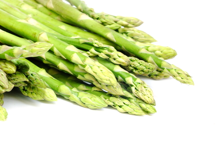 green fresh asparagus isolated on white backgroundの写真素材