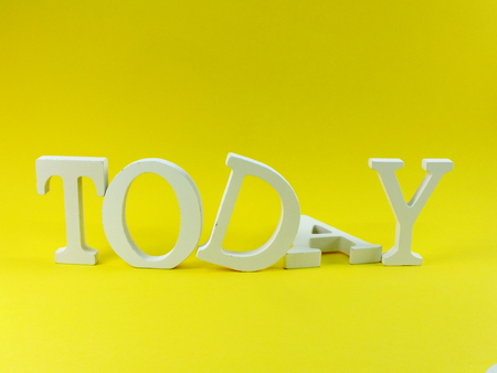 today word alphabet letter on yellow backgroundの写真素材