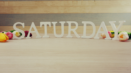 saturday alphabet letter with space backgroundの写真素材