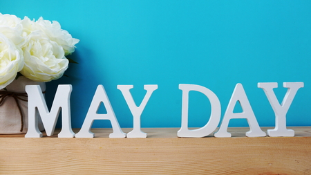 may day alphabet letter with space backgroundの写真素材