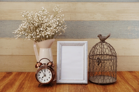 space copy background with dried flowers bouquet home decorationの写真素材