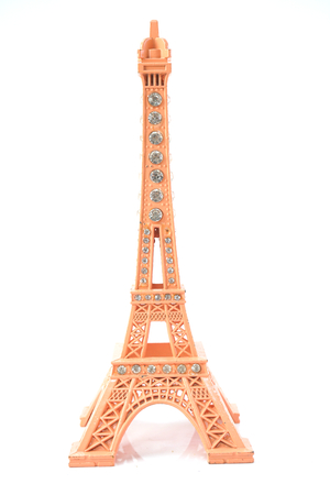 eiffel tower statue isolated on white backgroundの写真素材