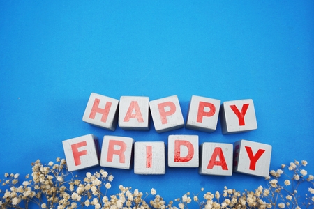 happy friday alphabet letter with space copy on  blue backgroundの写真素材