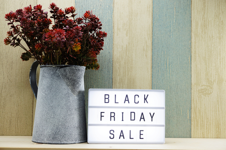 black friday sale shopping concept alphabet on wooden backgroundの写真素材
