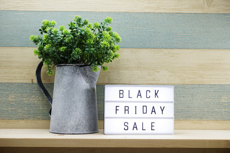 black friday sale shopping concept alphabet on wooden backgroundの写真素材
