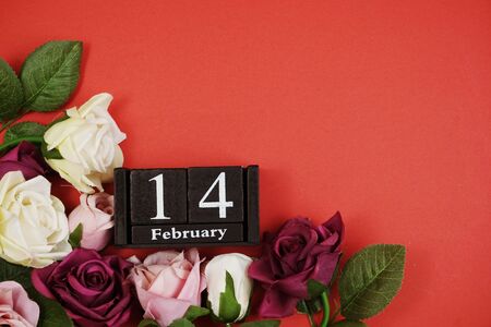 14 February valentine's day background top view flat lay with space for copyの写真素材