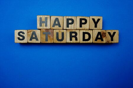 Happy Saturday alphabet letter with space copy on blue backgroundの写真素材