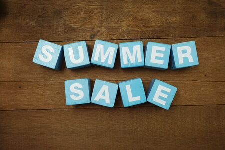 Summer Sale alphabet letter on wooden backgroundの写真素材
