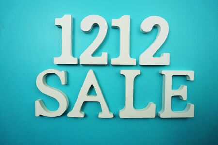 1212 Sale alphabet letter on blue backgroundの写真素材