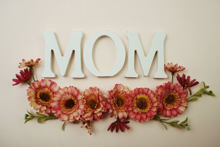 Mom and flower decoration Mother's day backgroundの写真素材