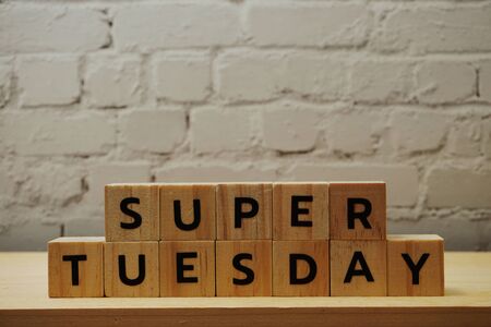 Super Tuesday alphabet letter on wooden backgroundの写真素材