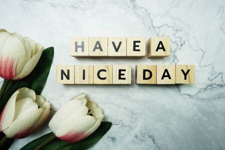 Have a Nice Day word letter message on marble backgroundの写真素材