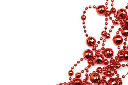 Holiday background Christmas garland red decoration on white background