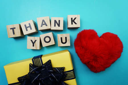 Thank You alphabet letters  with space copy on blue backgroundの写真素材