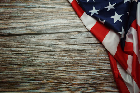 Independence Day USA Flag on wooden background