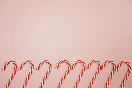 Christmas Candy can ornament on pink backgroundの写真素材