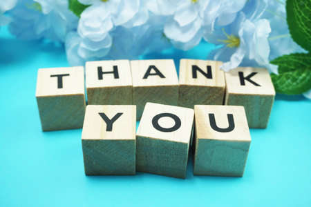 Thank You alphabet letters  with space copy on blue backgroundの写真素材