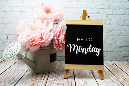 Hello Monday typography textの写真素材