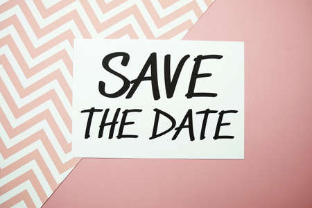 Save the Date card typography text on pink backgroundの写真素材