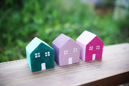 Colorful Miniature little houses village Home  and Real Estate concept