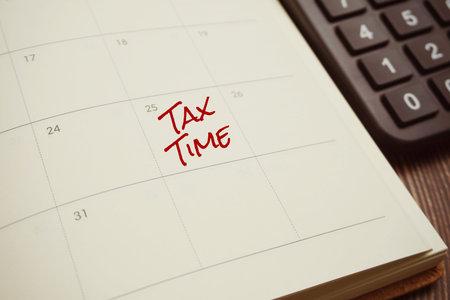 Tax Time typography text on schedule planning