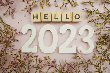 Hello 2023 Happy New Yearの写真素材