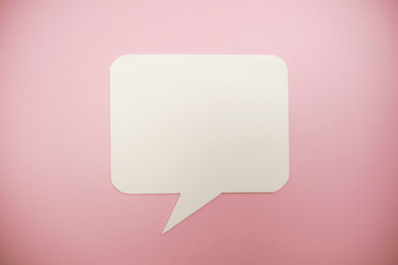 Speech bubble on pink background, Social media marketing conceptの写真素材