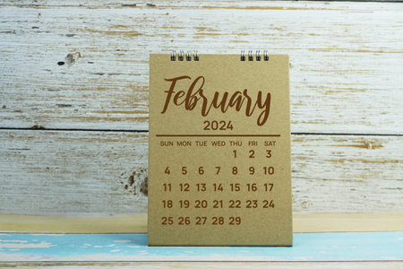 February 2024 annual monthly desk calendar for planning and managementの写真素材