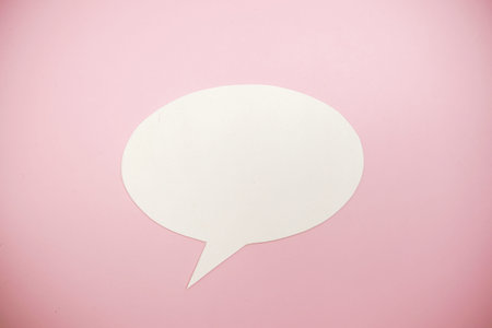 Speech bubble on pink background, Social media marketing concept