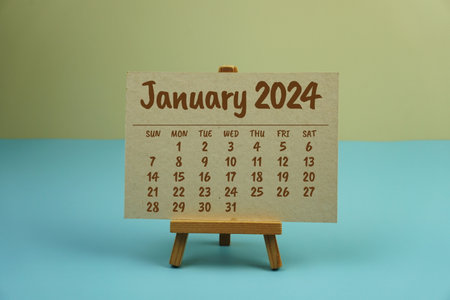 January 2024 annual monthly desk calendar for planning and managementの写真素材