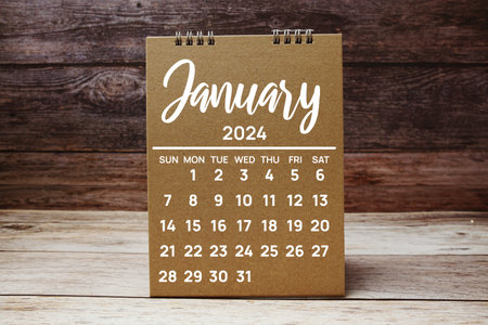 January 2024 annual monthly desk calendar for planning and managementの写真素材