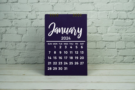 January 2024 annual monthly desk calendar for planning and management