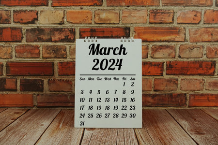 March 2024 annual monthly desk calendar for planning and managementの写真素材