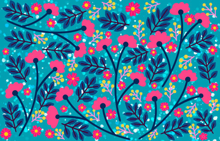 Spring botanical blooming hand drawn flowers illustration design for fashion, fabric, textile,...