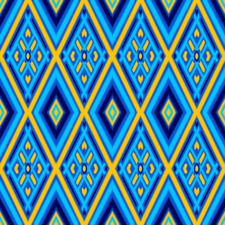 Seamless ikat pattern geometric Abstract folklore ornament Tribal ethnic illustration backgroundの写真素材
