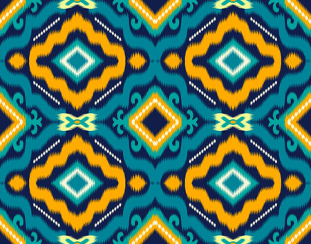 Seamless ikat pattern geometric Abstract folklore ornament Tribal ethnic illustration background