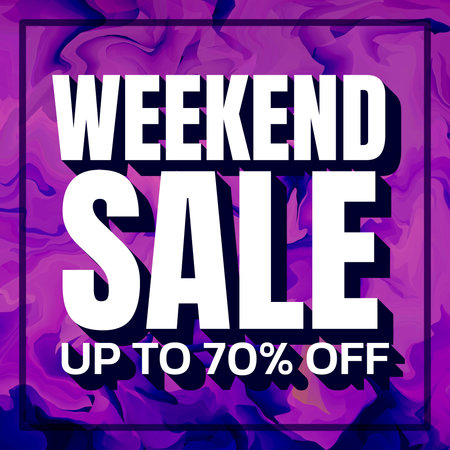 Weekend Sale up to 70% promotion banner template design with colorful graphic illustration...