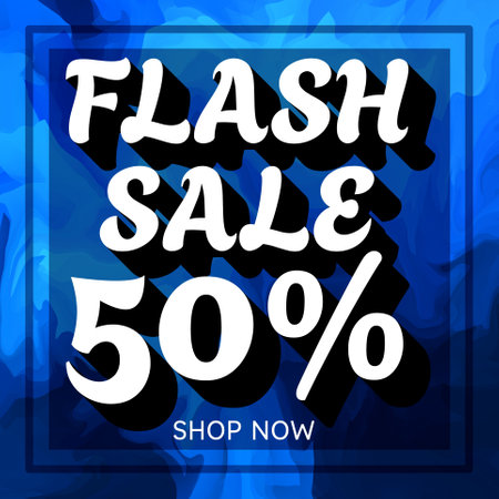 Flash Sale 50% template design with colorful graphic illustration backgroundの写真素材