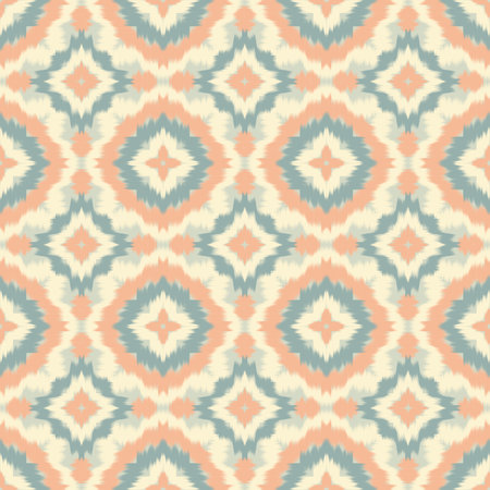 Seamless Ikat ethnic traditional Textile pattern geometric abstract folklore ornament Tribal ethnic illustration background design for print, clothing, scarfの写真素材