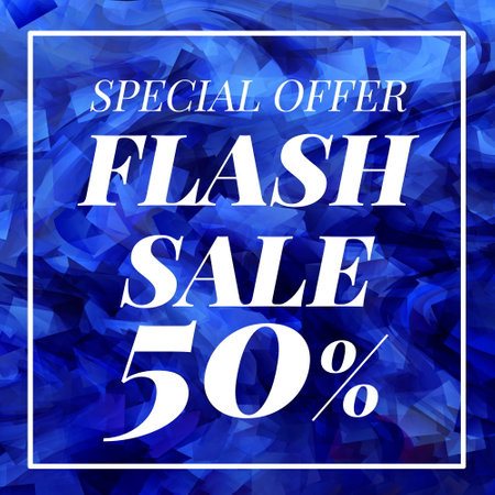 Flash Sale 50% promotion special offer template design with colorful graphic illustration backgroundの写真素材