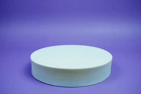 White podium mockup product presentation concept on purple geometric backgroundの写真素材