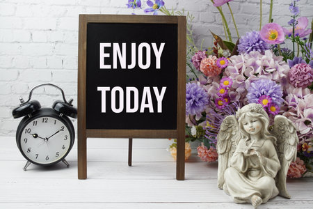 Enjoy Today text message motivational and inspiration quoteの写真素材