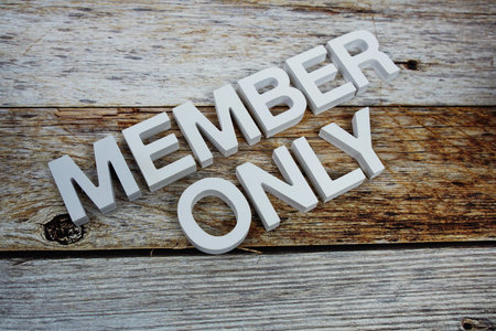 Member Only alphabet letters on wooden backgroundの写真素材