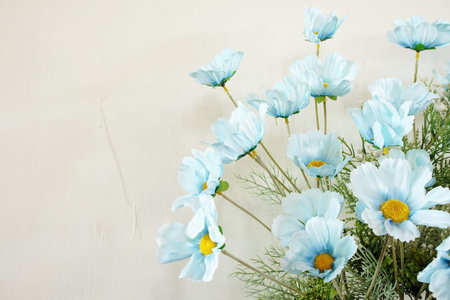 Beautiful Artificial flowers bouquet with space copy backgroundの写真素材