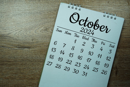 October 2024 annual monthly desk calendar for planning and managementの写真素材